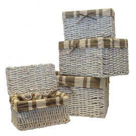 DOMICILE GREY RATTEN RECTANGLE BASKET